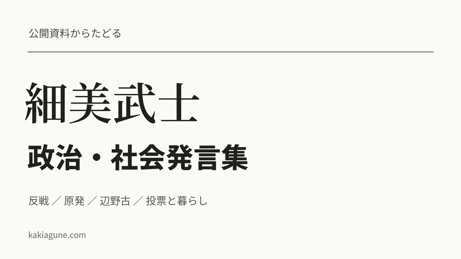 細美武士の政治・社会発言集――反戦、原発、辺野古、投票と暮らし